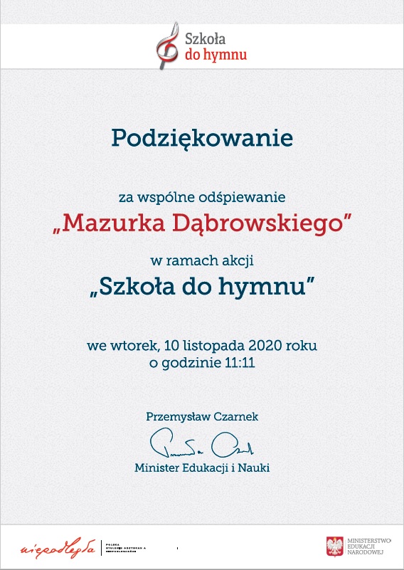 Mazurek Dąbrowskiego dyplom