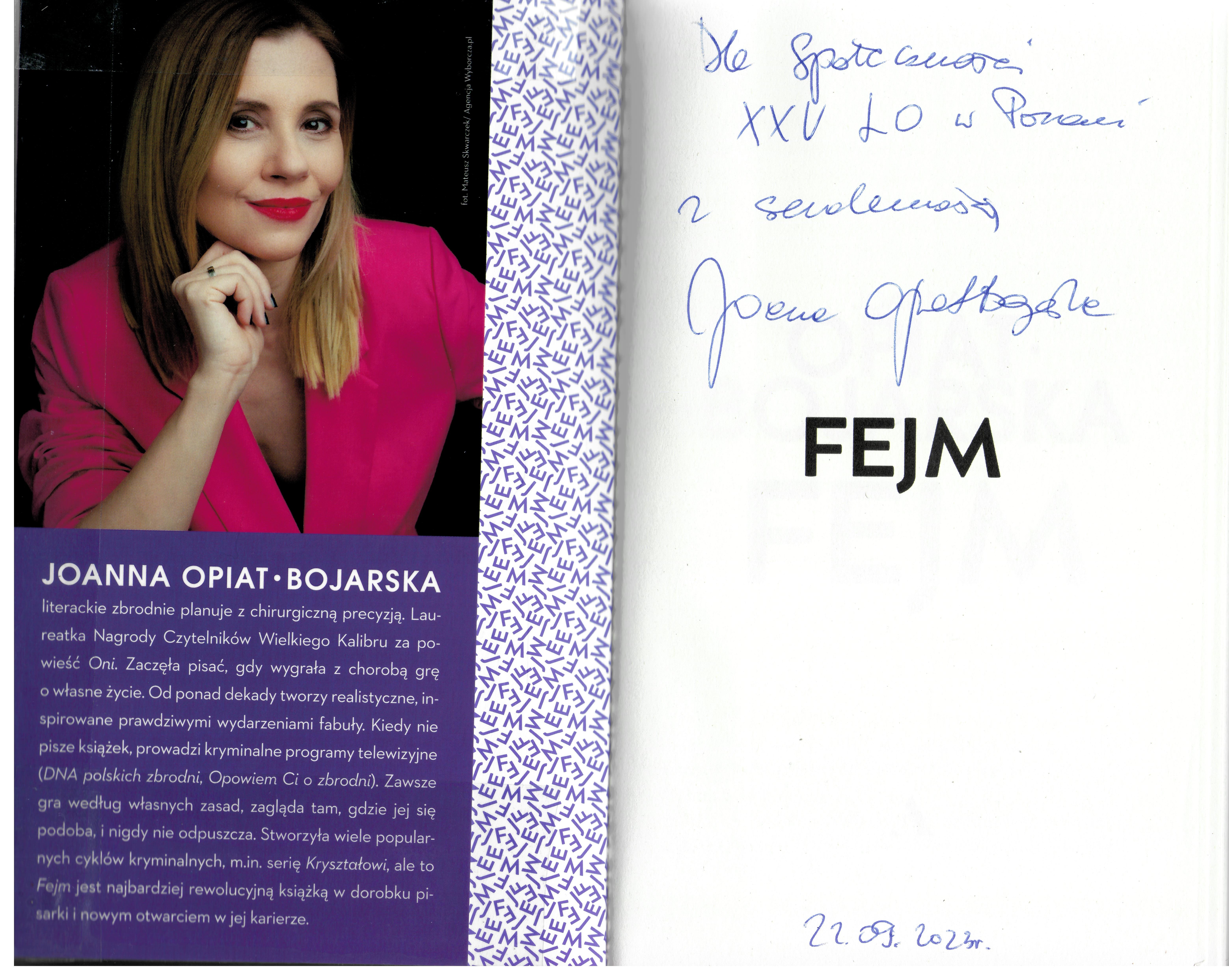 autograf Joanna Opiat Bojarska